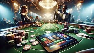 Antarmuka aplikasi mobile poker888 menampilkan meja dealer langsung blackjack dan menu sportsbook Liga 1